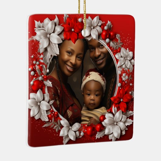 Aangepaste rode kerst foto keramisch ornament (Rechts)