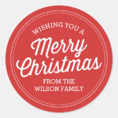 Aangepaste rode kerststickers ronde sticker (Voorkant)