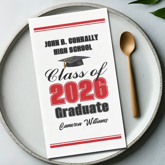 Aangepaste rode klas van 2026 diploma feest servet