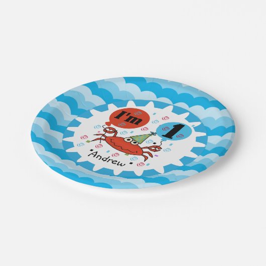 Aangepaste Rode krab, eerste verjaardag, Borden Papieren Bordje (Gekanteld)