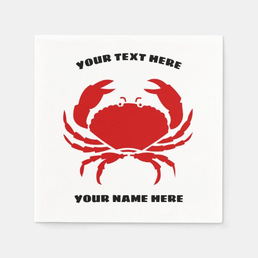 Aangepaste rode krab logo servetten voor zeevrucht (Voorkant)
