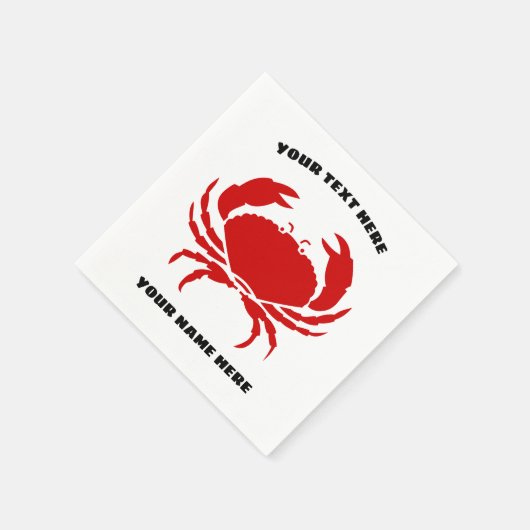 Aangepaste rode krab logo servetten voor zeevrucht (Hoek)