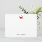 Aangepaste Rode Krab Schilderij Briefpapier Bedankkaart (Staand voorkant)