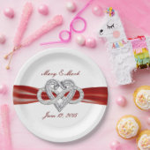 Aangepaste rode lint Infinity Heart 9" papier Bord (Feest)