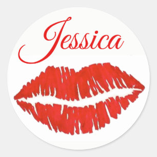 Aangepaste rode lips lipstick Kiss Print Love Ronde Sticker
