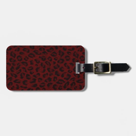 Aangepaste Rode Luipaardprint Bagagetailie Bagagelabel (Voorkant horizontaal)