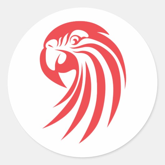 Aangepaste rode Macaw Logo Ronde Sticker (Voorkant)