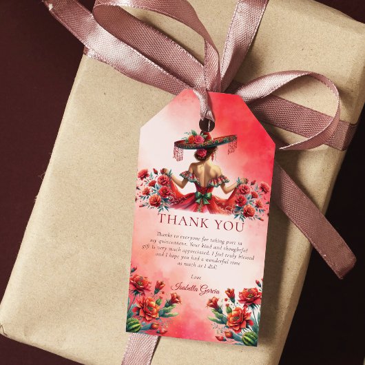 Aangepaste rode Mexicaanse stijl quinceañera Cadeaulabel