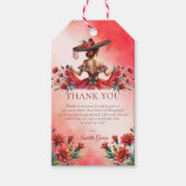 Aangepaste rode Mexicaanse stijl quinceañera Cadeaulabel (Voorkant)