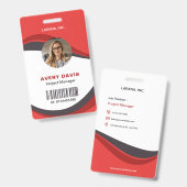 Aangepaste Rode Moderne Werknemer Details ID-badge Badge (Voor- en achterkant)