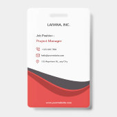 Aangepaste Rode Moderne Werknemer Details ID-badge Badge (Achterkant)