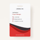 Aangepaste Rode Moderne Werknemer Details ID-badge Badge (Achterkant)