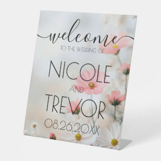 Aangepaste Rode Mooie Bloemen Welkom Trouwen Reclamebord Met Voetstuk