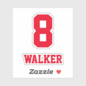 Aangepaste rode naam en nummer, speler sticker (Vel)