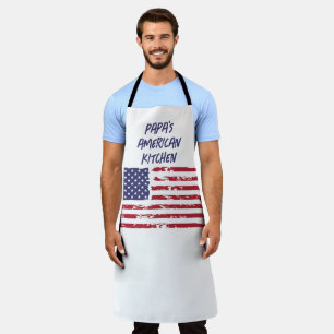 Aangepaste Rode & Navy Amerikaanse vlag Keuken Vol Schort