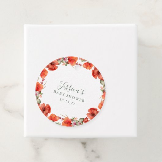 Aangepaste rode papaver tuin bloemig Baby shower Bedankjes Labels (In situ)