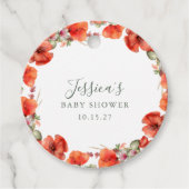 Aangepaste rode papaver tuin bloemig Baby shower Bedankjes Labels (Voorkant)