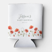 Aangepaste rode papaver tuin bloemig Baby shower Blikjeskoeler (Voorkant)