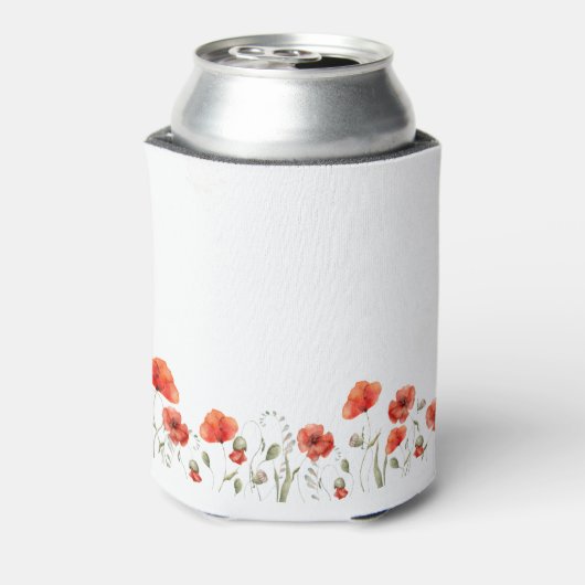 Aangepaste rode papaver tuin bloemig Baby shower Blikjeskoeler (Blikje Achterkant)