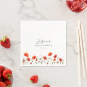 Aangepaste rode papaver tuin bloemig Baby shower Servet (Insitu)
