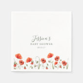 Aangepaste rode papaver tuin bloemig Baby shower Servet (Voorkant)