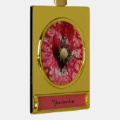 Aangepaste  rode papaverbloem-macroversiering verguld banner ornament (Rechts)