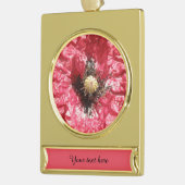 Aangepaste  rode papaverbloem-macroversiering verguld banner ornament (Links)
