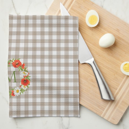 Aangepaste rode papavers Witte Gele Dagen Wreate Theedoek (Quarter Fold)