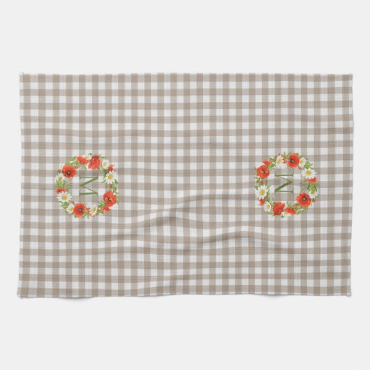 Aangepaste rode papavers Witte Gele Dagen Wreate Theedoek (Horizontaal)