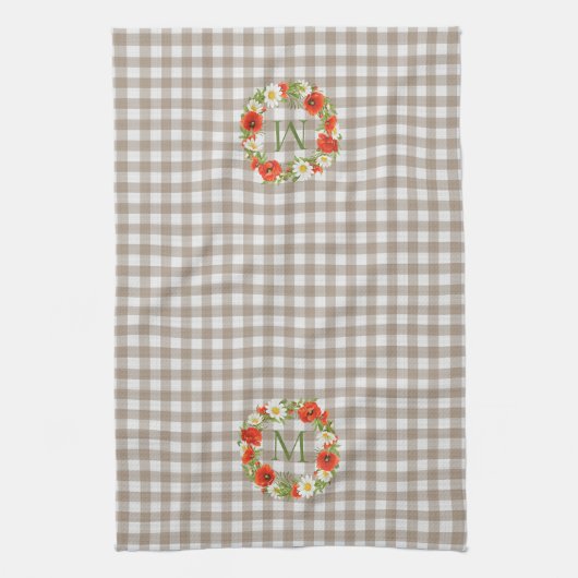 Aangepaste rode papavers Witte Gele Dagen Wreate Theedoek (Verticaal)