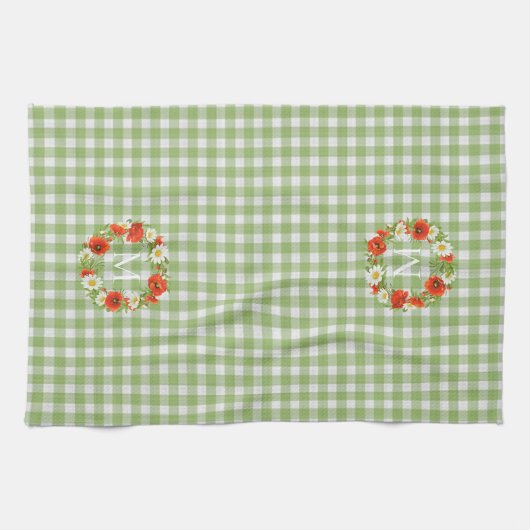 Aangepaste rode papavers Witte Gele Dagen Wreate Theedoek (Horizontaal)