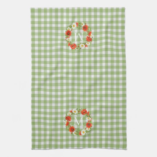 Aangepaste rode papavers Witte Gele Dagen Wreate Theedoek (Verticaal)