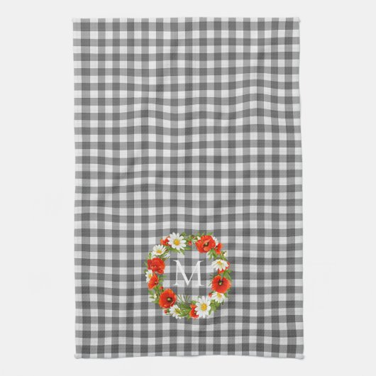 Aangepaste rode papavers Witte Gele Dagen Wreate Theedoek (Verticaal)