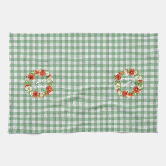 Aangepaste rode papavers Witte Gele Dagen Wreate Theedoek (Horizontaal)