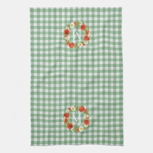 Aangepaste rode papavers Witte Gele Dagen Wreate Theedoek (Verticaal)