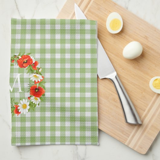 Aangepaste rode papavers Witte Gele Dagen Wreate Theedoek (Quarter Fold)