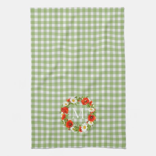 Aangepaste rode papavers Witte Gele Dagen Wreate Theedoek (Verticaal)