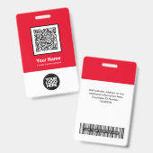 Aangepaste rode personeelskaart QR-code barcode lo Badge (Voor- en achterkant)