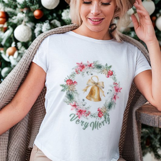 Aangepaste Rode Poinsettia Sneeuwvlokken Kerstkran T-shirt