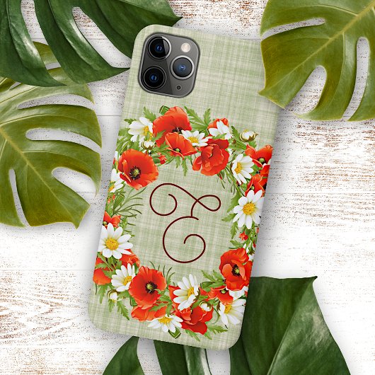 Aangepaste Rode Poppy Bloemen Wit Geel Daisy Bloem iPhone Hoesje