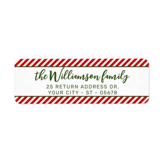 Aangepaste rode rode rode Peppermint Snoep Stripes Etiket (Voorkant)