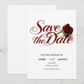 Aangepaste rode roos bruiloft save the date (Voorkant / Achterkant)