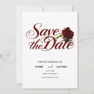 Aangepaste rode roos bruiloft save the date