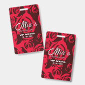 Aangepaste Rode Roos VIP Verjaardagsfeest Pas Eleg Badge (Voor- en achterkant)