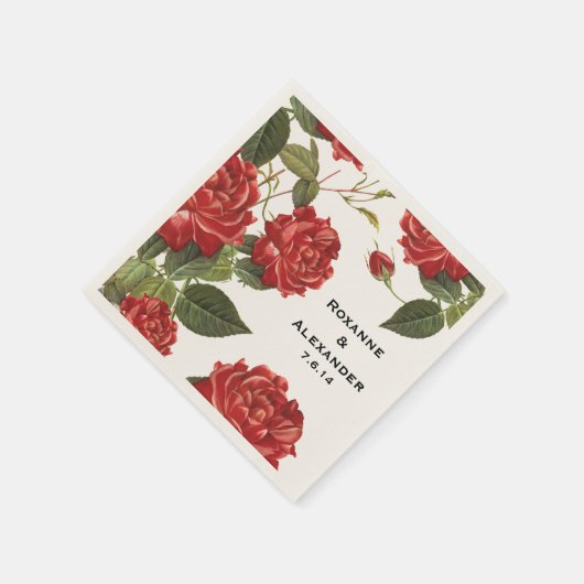 Aangepaste rode Rose Papier servetten (Hoek)