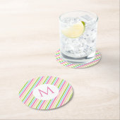 Aangepaste rode roze gele blauwe witte strepen ronde kartonnen onderzetter (Insitu)