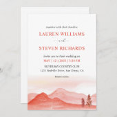 Aangepaste Rode Roze Perzik Desert bergen Wedding Kaart (Voorkant / Achterkant)