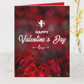 Aangepaste rode rozen Cupid Romantic Trendy Valent Kaart (Gele Bloem)