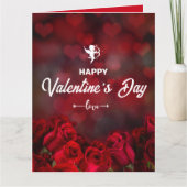 Aangepaste rode rozen Cupido Romantische trendy Va Kaart (Voorkant)