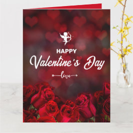 Aangepaste rode rozen Cupido Romantische trendy Va Kaart